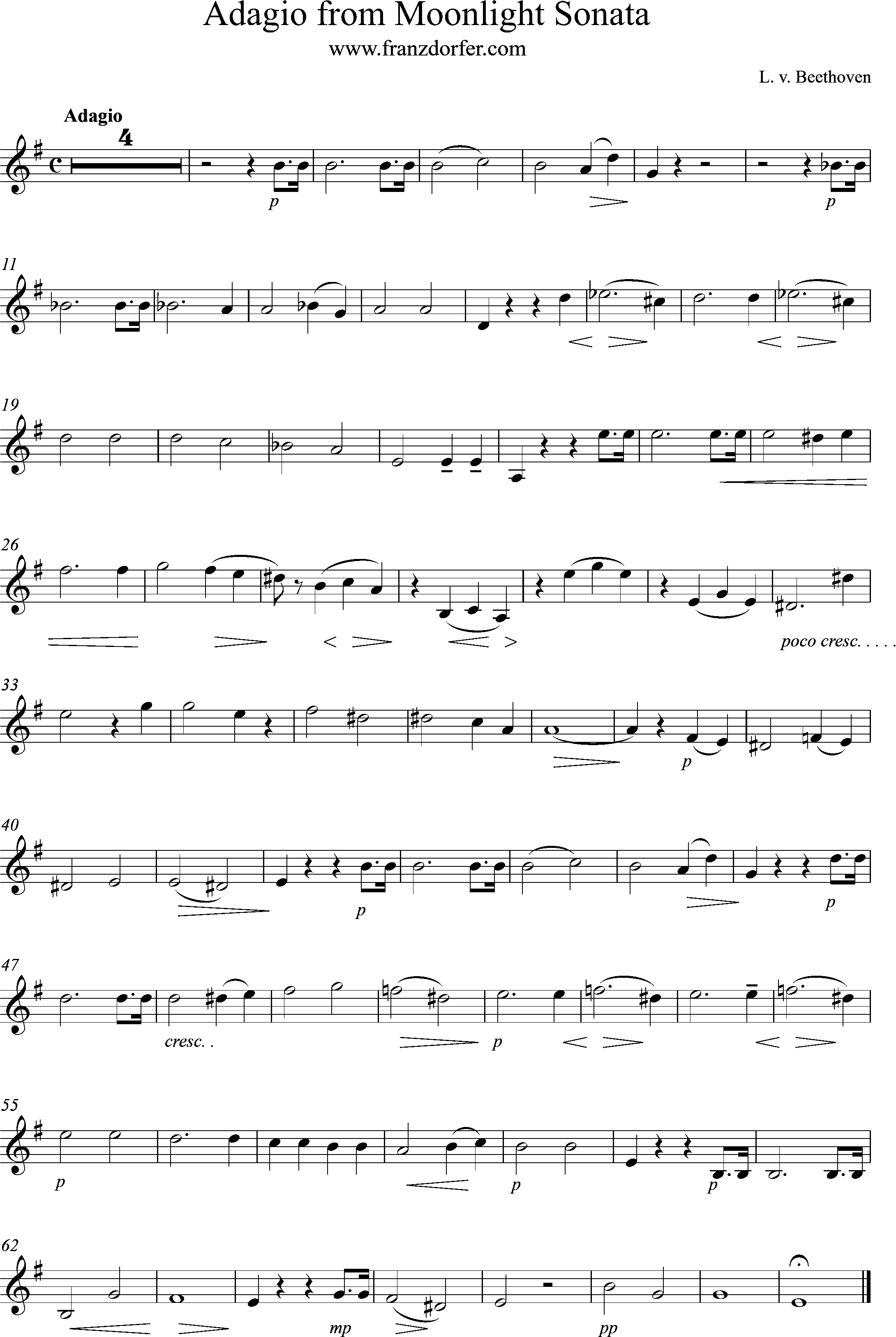 Noten Solopart Mondschein Sonate